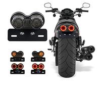 Fanale posteriore a LED per motocicli Retrofit Integrato a doppio tondo per luci di stop per fari luminosi Passo luce 12V 40W con licenza per ATVs Dirt Bike Knight Scooter Cruiser buggy
