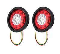 Fanale Posteriore, HEHEMM Fanali Rotondi con 19 LED e Anello di Gomma Nero Luci Gialle e Rosse per Frecce e Freni, Fanali per Camion, Rimorchio, Lampada 12/24V (Confezione da 2)