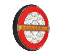 Fanale posteriore sinistro rotondo 12/24 Volt freccia dinamica + retromarcia Ø 1