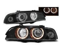 Fanali allo xeno Angel Eyes neri compatibili con BMW 5 E39 1995 1996 1997 1998 1999 2000 2001 2002 2003 RS-2418 luci anteriori fari auto fari lato conducente e passeggero set faro montaggio