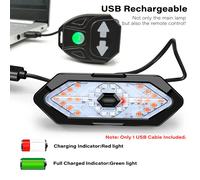Fanali posteriori per ciclismo all'aperto con ricarica USB Supporto sterzo con telecomando Una varietà di modifiche dell'illuminazione