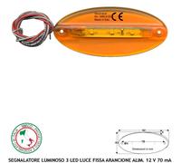 Fanalino Arancione Luce Fissa 3 Led 12 V 70mA Allarme Automatismo Movimento Fire