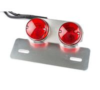 Fanalino STR8 rotondo rosso con portatarga argentato