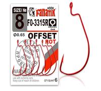 FANATIK ami da Pesca Offset FO-3315 Misure 8, 6, 4, 2, 1, 1/0, 2/0, 3/0, 4/0, 5/0 Ganci per Gomma Esche Offset Jig Hook for Soft Baits Lures Fanatic Amo Gancio (Rosso, 43mm - #1/0-4 Pezzi)