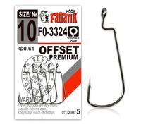 FANATIK ami da Pesca Offset Premium FO-3324 Misure 10, 8, 6, 4, 2, 1 Ganci per Gomma Esche Offset Jig Hook for Soft Baits Lures Fanatic Amo Gancio (Nero, 34mm - #4-5 Pezzi)