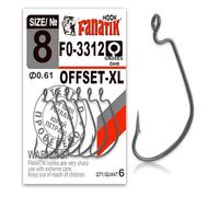 FANATIK ami da Pesca Offset-XL FO-3312 misure8, 6, 4, 2, 1, 1/0, 2/0, 3/0, 4/0, 5/0 Ganci per Gomma Esche Offset Jig Hook for Soft Baits Lures Fanatic Amo Gancio (Nero, 18mm - #8-6 Pezzi)