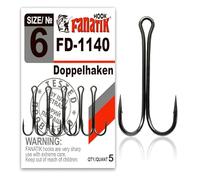 FANATIK Doppio ami da Pesca Double FD-1140 Misure 8, 7, 6, 4, 2, 1, 1/0, 2/0, 3/0 Ganci per Gomma Esche Offset Jig Hook for Soft Baits Lures Fanatic Amo Gancio (Nero, 34mm - #2-4pcs)