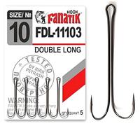 FANATIK Doppio Ami da Pesca Double Long FDL-11103 Misure 8, 6, 4, 2, 1, 1/0, 2/0, 3/0, 4/0 Ganci per Gomma Esche Offset Jig Hook for Soft Baits Lures Fanatic Amo Gancio (Nero, 35mm - #4-4pcs)