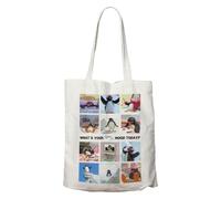 FaNaTtik Pingu™ Moods Tote Bag - Borsa per la spesa con licenza ufficiale in 100% cotone con 12 espressioni Pingu | Borsa riutilizzabile ecologica | 400 x 400 mm