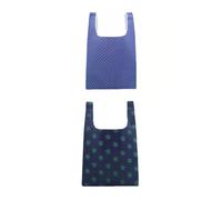 FANBODTA Confezione da 2 borse per la spesa riutilizzabili, pieghevoli, impermeabili, 50,8 x 35,5 cm, con tasche, leggere e resistenti, ecologiche, adatte in borsetta/tasca (blu)