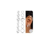FANCH 6Paia Orecchini a Cerchio Argento 925 per le Donne Uomo Oro Placcato 14K Chunky Piccoli Orecchini Cerchio Ipoallergenico Set Orecchini Donna per Multipli Piercing Argento 7/10/12MM