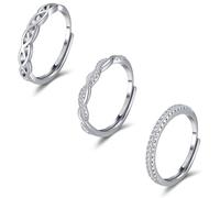 FANCH Anello in Argento con Cubic Zirconia per Donne e Ragazze - Set Regolabile con Nodo Celtico, Pollice, Fede Nuziale, Fidanzamento ed Eternità