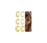 FANCH Ear Cuff Orecchini Senza Buco Donna - 6Pcs Ipoallergenici 14K Oro Placcato Orecchini a Clip Regolabili per Cartilagine Falsi Orecchio Non Piercing Regalo di Gioielli Oro
