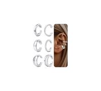 FANCH Ear Cuff Orecchini Senza Buco Donna - 6Pcs Ipoallergenici 14K Oro Placcato Orecchini a Clip Regolabili per Cartilagine Falsi Orecchio Non Piercing Regalo di Gioielli Argento