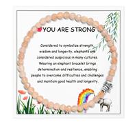 FANCIBAND 4mm Bracciale Sottile con Perline Cristallo con Ciondolo Elefante in Argento 925 Bracciale Donna Personalizzato-Regalo di Forza e Salute per Moglie Fidanzata Mamma-Cristallo Arancione Chiaro