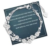 FANCIBAND Braccialetto da donna in argento Sterling 925, con catena in argento Sterling regolabile, semplice regalo per donne, 3 in 1, Argento, Non pietra preziosa