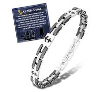 FANCIBAND Idee Regalo Fidanzato Compleanno, Bracciale Uomo Acciaio Inossidabile 316L Con Ancora Bracciali Argento Uomo Regali Per Natale San Valentino Anniversari Festa Del Papà Idee Regalo