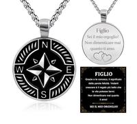FANCIBAND Regalo A Mio Figlio Collana Uomo Acciaio Inox 316L con Bussola Collanae Ragazzi Regalo Figlio Laurea Compleanno Regali Rientro a Scuola Natale Prima Comunione