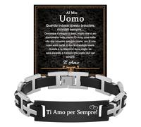 FANCIBAND Regalo Anniversario per lui, Bracciale Uomo Acciaio Silicone con IncisioneTi Amo per Sempre, Regalo di Coppia Anniversario Compleanno San Valentino Matrimonio Natale