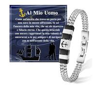 FANCIBAND Regalo Fidanzato Marito per Lui, Bracciale Uomo Acciaio Inox Doppio con Ancora Portafortuna, Regalo di Coppia Anniversario Compleanno San Valentino Matrimonio Natale