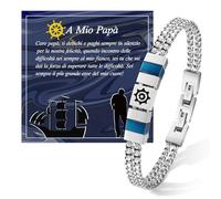 FANCIBAND Regalo Papà Bracciale Uomo Acciaio Inox Doppio con Timone Portafortuna, Idee Regali per il Papà Compleanno Natale Festa Del Papà Anniversario 30 40 50 60 70 80 Anni