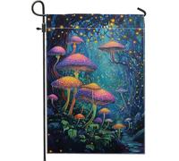 Fanciful - Bandiera da giardino a forma di fungo, decorazione per la casa e per esterni, in poliestere su entrambi i lati, decorazione stagionale per prato, 30,5 x 45,7 cm