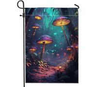 Fanciful - Bandiera da giardino a forma di fungo, striscione da esterni con funghi dai colori vivaci, decorazione su entrambi i lati per casa e giardino, decorazione per prato in stile fantasy 30,5 x
