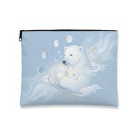 Fanciful Bear, borsa per il trucco elegante con animali polari, borsa da viaggio per donne, organizer portatile in tela con cerniera, borsa da toilette invernale per la cura della pelle, 17,8 x 22,9