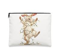 Fanciful Bunny Makeup Bag, Cute Cartoon Animal Cosmetic Pouch per bambini, portatile, piccolo organizer con cerniera, regalo primaverile di Pasqua, bianco, 7x9 Inch, coniglietto