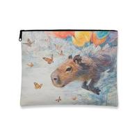 Fanciful Capybara - Trousse per trucchi, palloncini colorati e farfalle, da donna, organizer portatile con cerniera, per la cura della pelle e articoli da toeletta, regalo divertente per tutte le