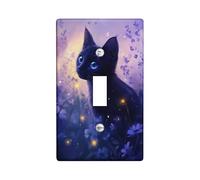 Fanciful Cat Light Switch Placca / Outlet Covers, Incantevole disegno floreale viola per la decorazione domestica, piastre da parete in termoplastica, dimensioni standard singolo Toggle