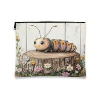 Fanciful Caterpillar - Trousse da viaggio per cosmetici, da donna, portatile, in tela, con cerniera, 17,8 x 22,9 cm