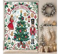 Fanciful Christmas Fairy and Nutcracker Tree tenda da doccia 91 x 183 cm