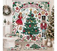 Fanciful Christmas Fairy and Nutcracker Tree tenda doccia set
