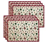 Fanciful Christmas Goose Pattern Oche Tovagliette Set di 6