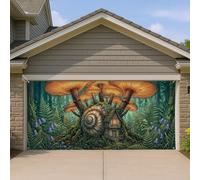 Fanciful Copertura per porta del garage a forma di fungo, lumaca della foresta incantata, decorazione per la casa, decorazione colorata per esterni autunnali, arte da giardino stagionale autunnale