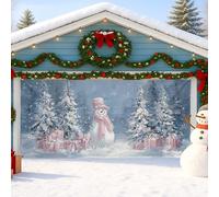 Fanciful - Copertura per porta del garage, motivo pupazzo di neve, blu invernale per il paese delle meraviglie grande, decorazioni per porte del garage, per interni ed esterni, decorazione per feste