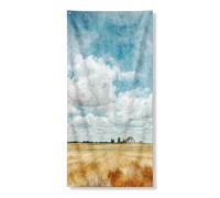 Fanciful Country Farmhouse Door Cover Banner Decorativo, Paesaggio Rustico Nuvole Decorazione Porta D'ingresso, Interno Esterno Autunno Appeso Sfondo 91,8 x 182,9 cm