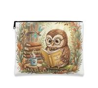 Fanciful Fable, trousse da viaggio con gufo floreale, per adulti, graziosa organizer con cerniera, borsa da toilette regalo autunnale, Bianco, 7x9 Inch, Favola