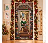 Fanciful Faerie Delivering Gifts Christmas Door Covers 91,4 x 182,9 cm | Illustrazione fantasiosa, cartello per porta d'ingresso, regalo per le vacanze, decorazione per ingresso festivo