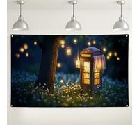 Fanciful Fairy Light Phone Booth Backdrop, decorazione estetica per feste della foresta incantata, sfondo magico per fotografia, eventi e celebrazioni, 180 x 109 cm