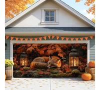 Fanciful Fox Copertura per porta del garage, decorazione autunnale rustica arancione, grande decorazione per la porta del garage per la stagione autunnale e il Ringraziamento, 400 x 180 cm