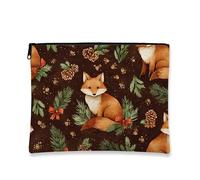 Fanciful Fox - Trousse da viaggio con motivo volpe, borsa da viaggio per donne, piccola borsa portatile in tela con cerniera, borsa da toilette per la cura della pelle delle vacanze, Marrone, 7x9 Inch