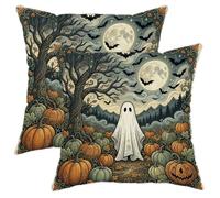 Fanciful Ghost and Pumpkins - Set di 2 federe per cuscino, 50 x 50 cm