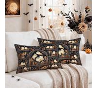 Fanciful Ghost Library - Set di 2 federe per cuscino per Halloween, 30,5 x | Scena gotica della biblioteca, federe per cuscini, fantasiose illustrazioni di fantasma, accenti stagionali per la casa