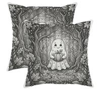 Fanciful Ghost Pumpkins - Set di 2 federe per cuscino autunnali, 50 x 50 cm