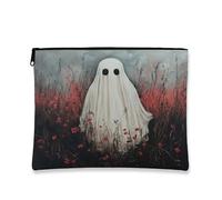 Fanciful Ghost - Trousse da viaggio artistica con motivo fantasma, borsa da viaggio per donne, organizer portatile in tela con cerniera, borsa per la cura della pelle per Halloween, 17,8 x 22,9 cm