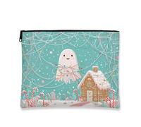 Fanciful Ghost Trousse per il trucco, graziosa borsa da viaggio per cosmetici da donna, piccola borsa portatile in tela con cerniera, borsa da toilette natalizia per la cura della pelle, Azzurro