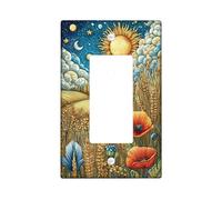 Fanciful Girasole Luce Interruttore Piastra/Coperture di uscita, Disegno Artistico Giallo Floreale per Decorazione da Parete, Piastre da Parete in Termoplastica, Dimensioni Standard Singolo Rocker
