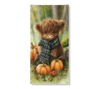 Fanciful Highland Cow Door Cover Striscione, Simpatico Decorazione Autunno Zucca per Interni ed Esterni Festival del Raccolto Autunno 91 x 183 cm